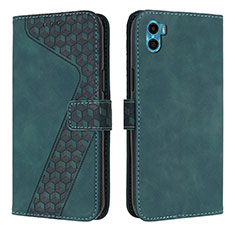 Leather Case Stands Flip Cover Holder H05X for Motorola Moto E32 India Green