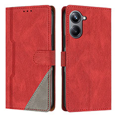 Leather Case Stands Flip Cover Holder H05X for Realme 10 Pro 5G Red