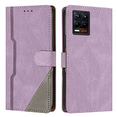 Leather Case Stands Flip Cover Holder H05X for Realme 8 4G Purple