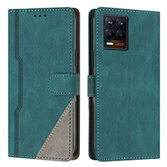 Leather Case Stands Flip Cover Holder H05X for Realme 8 Pro Green