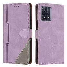 Leather Case Stands Flip Cover Holder H05X for Realme 9 4G Purple