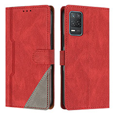 Leather Case Stands Flip Cover Holder H05X for Realme 9 5G India Red