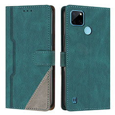 Leather Case Stands Flip Cover Holder H05X for Realme C21Y Green