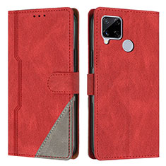 Leather Case Stands Flip Cover Holder H05X for Realme C25S Red