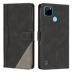 Leather Case Stands Flip Cover Holder H05X for Realme C25Y Black