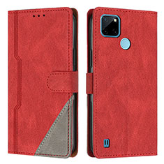 Leather Case Stands Flip Cover Holder H05X for Realme C25Y India Red