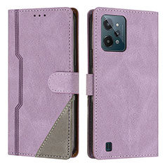 Leather Case Stands Flip Cover Holder H05X for Realme C31 Purple