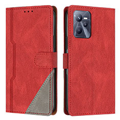 Leather Case Stands Flip Cover Holder H05X for Realme C35 Red