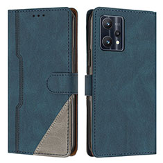 Leather Case Stands Flip Cover Holder H05X for Realme V25 5G Blue