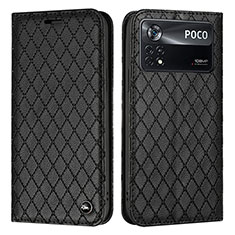 Leather Case Stands Flip Cover Holder H05X for Xiaomi Poco X4 Pro 5G Black