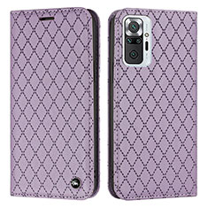 Leather Case Stands Flip Cover Holder H05X for Xiaomi Redmi Note 10 Pro 4G Purple