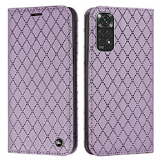 Leather Case Stands Flip Cover Holder H05X for Xiaomi Redmi Note 11S 4G Purple