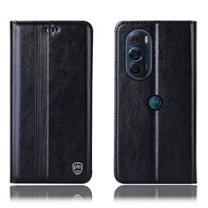 Leather Case Stands Flip Cover Holder H06P for Motorola Moto Edge 30 Pro 5G Black