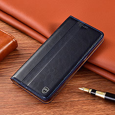 Leather Case Stands Flip Cover Holder H06P for Motorola Moto G53 5G Blue