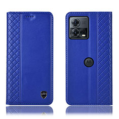 Leather Case Stands Flip Cover Holder H06P for Motorola Moto S30 Pro 5G Blue