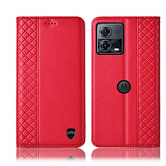 Leather Case Stands Flip Cover Holder H06P for Motorola Moto S30 Pro 5G Red