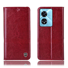 Leather Case Stands Flip Cover Holder H06P for Oppo A18 Red