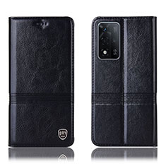 Leather Case Stands Flip Cover Holder H06P for Oppo A93s 5G Black