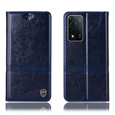 Leather Case Stands Flip Cover Holder H06P for Oppo A93s 5G Blue