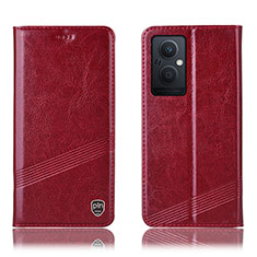 Leather Case Stands Flip Cover Holder H06P for Oppo F21 Pro 5G Red