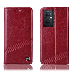 Leather Case Stands Flip Cover Holder H06P for Oppo F21s Pro 5G Red