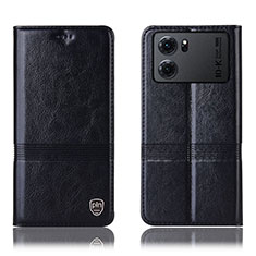 Leather Case Stands Flip Cover Holder H06P for Oppo K10 5G Black