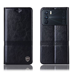 Leather Case Stands Flip Cover Holder H06P for Oppo K9 Pro 5G Black