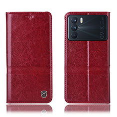 Leather Case Stands Flip Cover Holder H06P for Oppo K9 Pro 5G Red