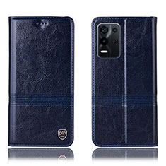 Leather Case Stands Flip Cover Holder H06P for Oppo K9X 5G Blue