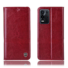 Leather Case Stands Flip Cover Holder H06P for Oppo K9X 5G Red