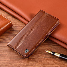 Leather Case Stands Flip Cover Holder H06P for Vivo Y50 Light Brown