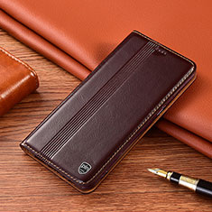 Leather Case Stands Flip Cover Holder H06P for Xiaomi Black Shark 5 5G Brown