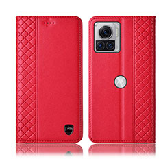 Leather Case Stands Flip Cover Holder H07P for Motorola Moto Edge 30 Ultra 5G Red