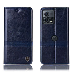 Leather Case Stands Flip Cover Holder H07P for Motorola Moto Edge S30 Pro 5G Blue