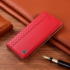 Leather Case Stands Flip Cover Holder H07P for Motorola Moto G14 Red