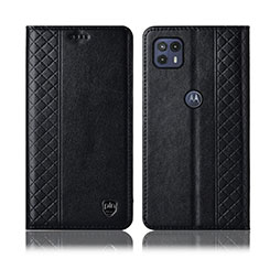 Leather Case Stands Flip Cover Holder H07P for Motorola Moto G50 5G Black