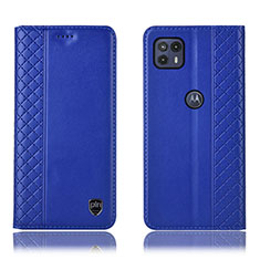 Leather Case Stands Flip Cover Holder H07P for Motorola Moto G50 5G Blue
