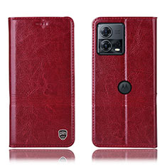 Leather Case Stands Flip Cover Holder H07P for Motorola Moto S30 Pro 5G Red