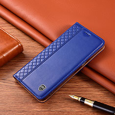 Leather Case Stands Flip Cover Holder H07P for Nokia C02 Blue