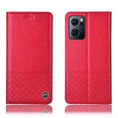 Leather Case Stands Flip Cover Holder H07P for OnePlus Nord CE 2 5G Red