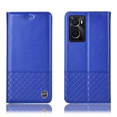 Leather Case Stands Flip Cover Holder H07P for Oppo A36 Blue