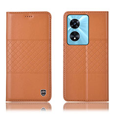 Leather Case Stands Flip Cover Holder H07P for Oppo A38 Orange