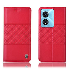 Leather Case Stands Flip Cover Holder H07P for Oppo A38 Red