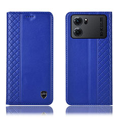 Leather Case Stands Flip Cover Holder H07P for Oppo K10 5G Blue