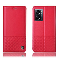 Leather Case Stands Flip Cover Holder H07P for Oppo K10 5G India Red