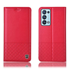 Leather Case Stands Flip Cover Holder H07P for Oppo Reno6 Pro+ Plus 5G Red