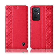 Leather Case Stands Flip Cover Holder H07P for Oppo Reno8 Lite 5G Red