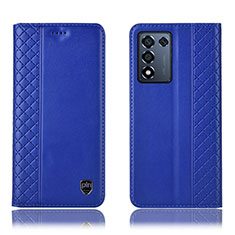 Leather Case Stands Flip Cover Holder H07P for Realme Q3s 5G Blue