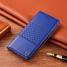Leather Case Stands Flip Cover Holder H07P for Samsung Galaxy M21 Blue