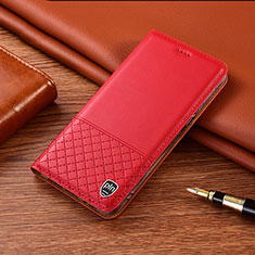 Leather Case Stands Flip Cover Holder H07P for Vivo V25e Red